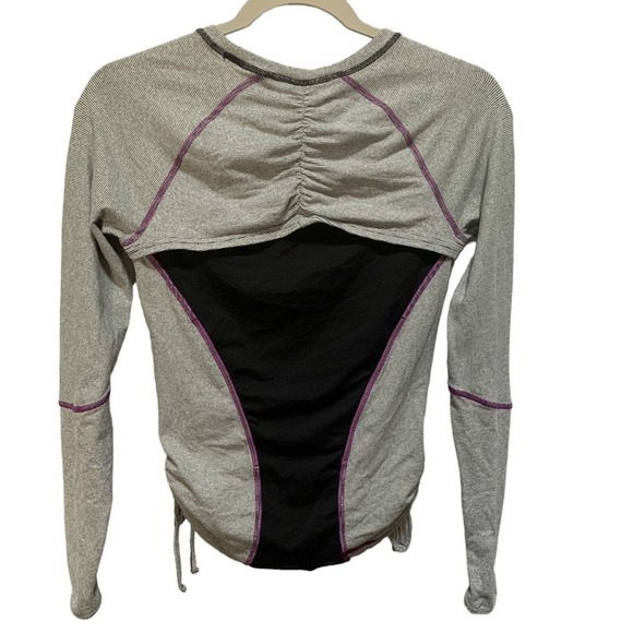 Lucy Tech Gray and Purple Long Sleeve Active Wear Ruched Top Size Extra Small - Picture 2 of 12